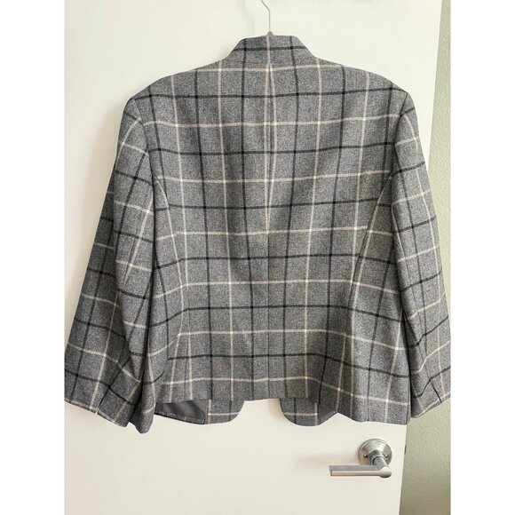 Evan Picone Black Label Boxy Plaid Blazer Black Grey - Picture 3 of 5